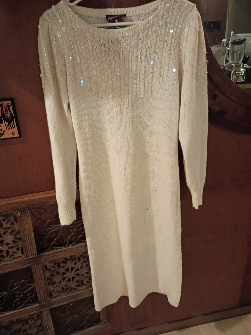 Raoul Cream Knit Sweater with Iridescent Sequins